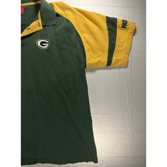 VTG Green Bay Packers Shirt Men's XL Green Yellow Y2K Polo 2003 NFL Playoffs - Picture 14 of 16